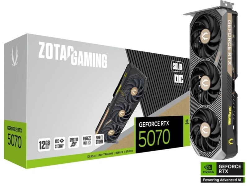 Zotac представила видеокарты GeForce RTX 5080 и RTX 5070 Ti Solid Core толщиной «всего» 2,5 слота расширения