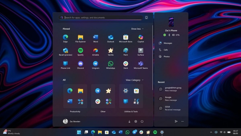 Представлен новый «Пуск» для Windows 11: с настраиваемым макетом и интеграцией с Phone Link