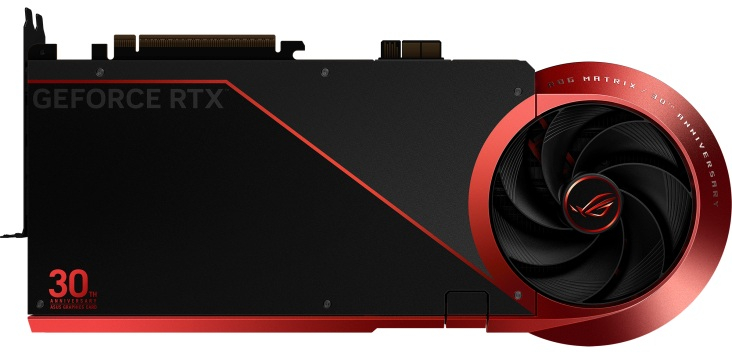 Asus представила ROG Matrix GeForce RTX 5090 30th Anniversary Limited Edition с четырьмя вентиляторами и TDP до 800 Вт