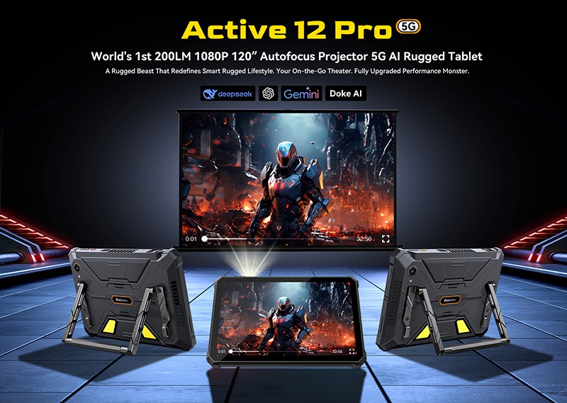 Blackview Active 12 Pro — сверхпрочный планшет с DLP-проектором и батареей на 30 000 мА·ч для работы и отдыха