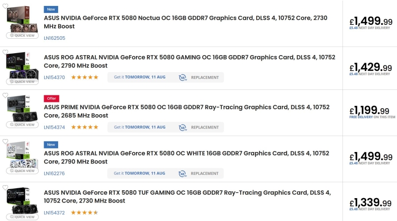 Огромная видеокарта GeForce RTX 5080 Noctua Edition оказалась самой дорогой RTX 5080 от Asus — за неё просят больше $2000